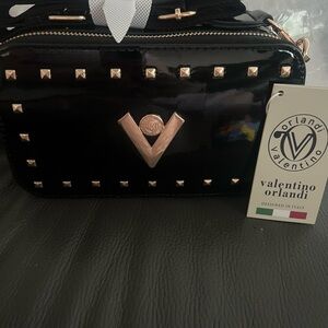 NWT Valentino Orlandi Black Studded vegan leather Bag - msrp $280!